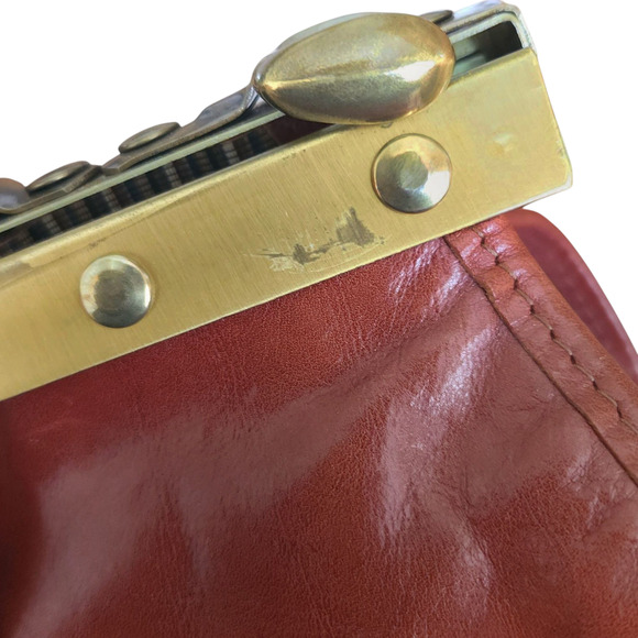 vtg CE.DI 2 Italian leather satchel crossbody Gladstone frame doctor bag purse - Picture 8 of 11